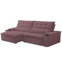 Sofá Retrátil Reclinável Para Sala De Estar Living 250cm ártico F04 Veludo Lilás - Lyam Decor Sofá Retrátil Reclinável Para Sala De Estar Living 250cm ártico F04 Veludo Lilás - Lyam Decor
