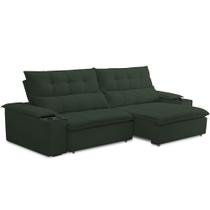 Sofá Retrátil Reclinável Para Sala de Estar Living 250cm Ártico F04 Veludo Verde - Lyam Decor