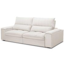 Sofá Retrátil Reclinável Para Sala de Estar Living 250cm Nápoles F04 Bouclê Off White - Lyam Decor
