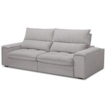 Sofá Retrátil Reclinável Para Sala De Estar Living 250cm Nápoles F04 Veludo Cinza - Lyam Decor