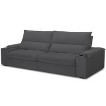 Sofá Retrátil Reclinável Para Sala De Estar Living 280cm Nápoles F04 Bouclê Grafite - Lyam Decor Sofá Retrátil Reclinável Para Sala De Estar Living 280cm Nápoles F04 Bouclê Grafite - Lyam Decor