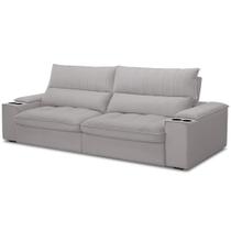 Sofá Retrátil Reclinável Para Sala de Estar Living 280cm Nápoles F04 Veludo Cinza - Lyam Decor