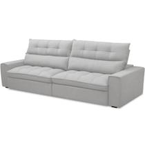 Sofá Retrátil Reclinável Para Sala De Estar Living 290cm Dimas F04 Bouclê Cinza