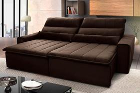 Sofá Retrátil Reclinável Patagônia 2,10m Suede Velut Marrom Molas no Assento - King House