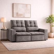 Sofá Retrátil Reclinável Premiere 3 Lugares 1,80m Suede Premium Cinza D33