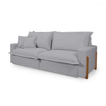 Sofá Retrátil Reclinável Sem Caixa com Molas Ensacadas no Assento Tecido Linho Cinza Claro 2,00M