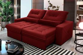Sofá Retrátil Reclinável Sevilha 2,50m Suede Velut Vermelho Molas Ensacadas - King House Sofá Retrátil Reclinável Sevilha 2,50m Suede Velut Vermelho Molas Ensacadas - King House