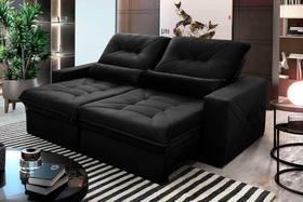 Sofá Retrátil Reclinável Sevilha 3,00m Suede Velut Preto Molas Ensacadas - King House