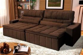 Sofá Retrátil Reclinável Supremo 2,70m Suede Velut Marrom Molas no Assento - King House