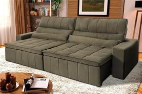 Sofá Retrátil Reclinável Supremo 3,00m Suede Velut Tabaco Molas no Assento - King House