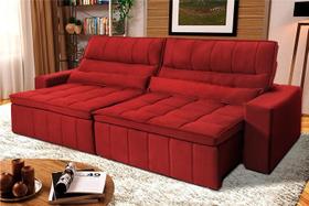 Sofá Retrátil Reclinável Supremo 3,00m Suede Velut Vermelho Molas no Assento - King House