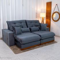 Sofá Retrátil Reclinável Toronto 2.50m Veludo Cinza Chumbo - D33 e Molas Ensacadas