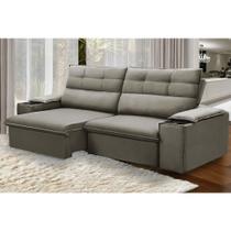Sofá Retrátil Reclinável Vannes 2,05m com Porta Copos e Objetos Bege Castor Sofá Retrátil Reclinável Vannes 2,05m com Porta Copos e Objetos Bege Castor