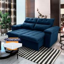Sofá Retrátil Reclinável Verona 1,50m Suede Velut Azul Molas Ensacadas - King House Sofá Retrátil Reclinável Verona 1,50m Suede Velut Azul Molas Ensacadas - King House