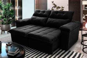 Sofá Retrátil/Reclinável Verona 1,50m Suede Velut Preto c/ Molas no Assento - King House