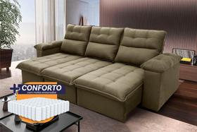 Sofá Retrátil/Reclinável Verona 2,30m Suede Velut Bege c/ Molas Ensacadas - King House