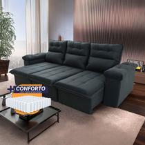 Sofá Retrátil/Reclinável Verona 2,30m Suede Velut Cinza Lunar c/ Molas Ensacadas - King House Sofá Retrátil/Reclinável Verona 2,30m Suede Velut Cinza Lunar c/ Molas Ensacadas - King House