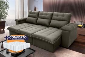 Sofá Retrátil/Reclinável Verona 2,30m Suede Velut Tabaco c/ Molas Ensacadas - King House Sofá Retrátil/Reclinável Verona 2,30m Suede Velut Tabaco c/ Molas Ensacadas - King House