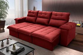 Sofá Retrátil/Reclinável Verona 2,30m Suede Velut Vermelho c/ Molas no Assento - King House