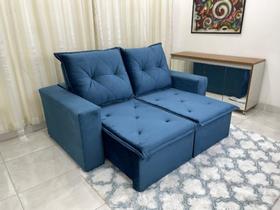 Sofá Retrátil Reclinável Vogue 1.80m Azul Veludão