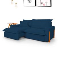 Sofá Retrátil Reclinável Zeus com Molas Ensacadas no Assento Tecido Azul Marinho 1,90m