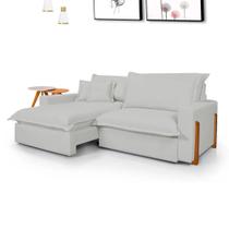 Sofá Retrátil Reclinável Zeus com Molas Ensacadas no Assento Tecido Linho Cinza Claro 1,90m