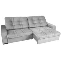 Sofá Retrátil Reclivável com Molas Porto 2,90m Veludo Prata