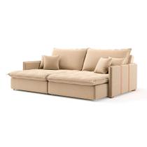 Sofá Retrátil Sem Caixa 3 Lugares Solomons Linho Bege 230 cm