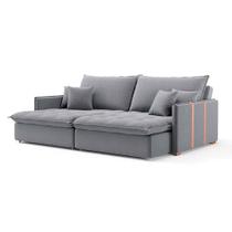 Sofá Retrátil Sem Caixa 3 Lugares Solomons Linho Cinza 230 cm