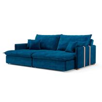 Sofá Retrátil Sem Caixa 3 Lugares Solomons Velosuede Azul Marinho 230 cm