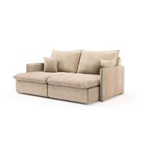 Sofá Retrátil Sem Caixa 3 lugares Solomons Velosuede Bege 180 cm