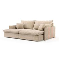Sofá Retrátil Sem Caixa 3 Lugares Solomons Velosuede Bege 230 cm