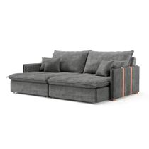 Sofá Retrátil Sem Caixa 3 Lugares Solomons Velosuede Grafite 230 cm