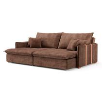 Sofá Retrátil Sem Caixa 3 Lugares Solomons Velosuede Marrom 230 cm