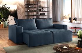 Sofá Retrátil Urano Azul Bic 2.20cm Almofadas Soltas