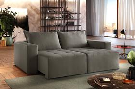 Sofá Retrátil Urano Cinza 1,90cm Almofadas Soltas