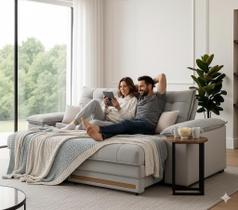 Sofá Retrátil Versátil Com Molas ensacadas 2,30 cm Pillow Euro 30 cm Cinza Veludo Barcelona