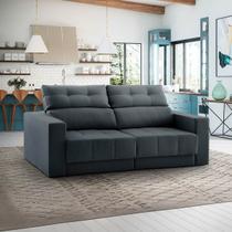Sofá Retrátril 4 Lugares 240cm Hanover Reclinável Veludo Cinza Grafite NS