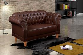 Sofá Retrô Chesterfield 2 Lugares Preto