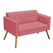 Sofá Retrô Namoradeira Elisa Suede Rose - D'Rossi Sofá Retrô Namoradeira Elisa Suede Rose - D'Rossi