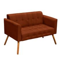 Sofá Retrô Namoradeira Elisa Suede Terra - D'Rossi Sofá Retrô Namoradeira Elisa Suede Terra - D'Rossi