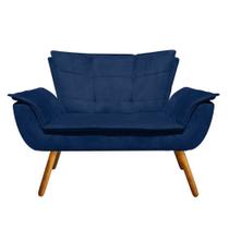 Sofá Retrô Namoradeira Opala Suede Azul Marinho - D'Rossi Sofá Retrô Namoradeira Opala Suede Azul Marinho - D'Rossi