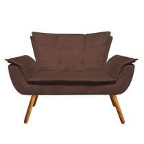 Sofá Retrô Namoradeira Opala Suede Marrom - D'Rossi Sofá Retrô Namoradeira Opala Suede Marrom - D'Rossi