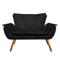 Sofá Retrô Namoradeira Opala Suede Preto - D'Rossi Sofá Retrô Namoradeira Opala Suede Preto - D'Rossi