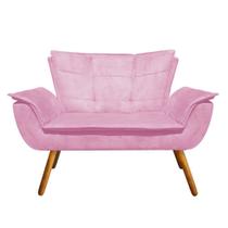 Sofá Retrô Namoradeira Opala Suede Rosa Bebê - D'Rossi Sofá Retrô Namoradeira Opala Suede Rosa Bebê - D'Rossi