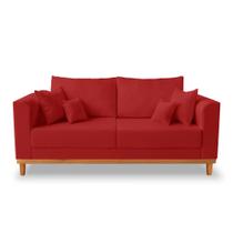 Sofá Retro Viena 3 Lugares Para Recepção Suede Vermelho - Madeira Prima Deccor