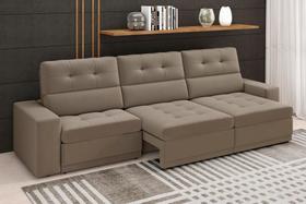 Sofá Roma Premium 2,30m Assento Retrátil/Reclinável Suede Capuccino XFlex Sofás