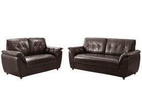 Sofá Rondomóveis 3 e 2 lugares R220 Cosmo revestimento em P.U Café