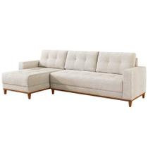Sofá Rondomóveis R815 Domi com Chaise em espuma D33 no assento 4 Lugares pés madeira maciça bege Sofá Rondomóveis R815 Domi com Chaise em espuma D33 no assento 4 Lugares pés madeira maciça bege