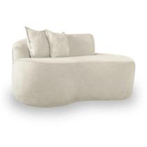 Sofá Sala Curvo 2 Lugares Bouclé Off White